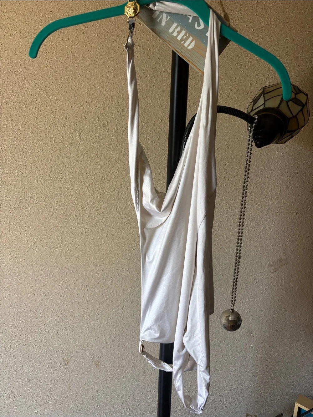 Versace Ivory Satin Draped Swimsuit